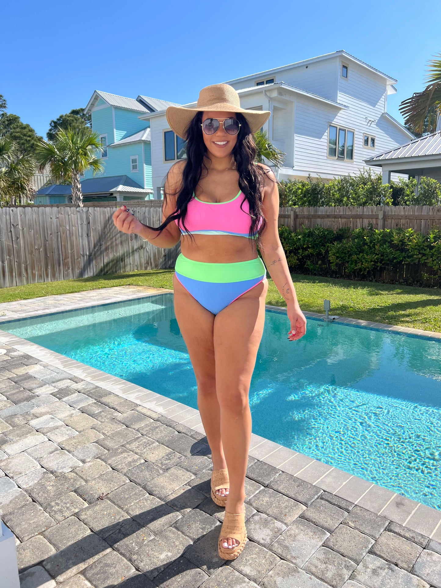 Tropical Breeze Color Block Beach Bikini Swimsuit | Salty Wave - Final Sale