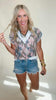 Pink Camo Short Sleeve V-Neck Top