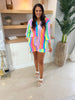 Press Pleated Rainbow Shirt with Matching Shorts - Final Sale