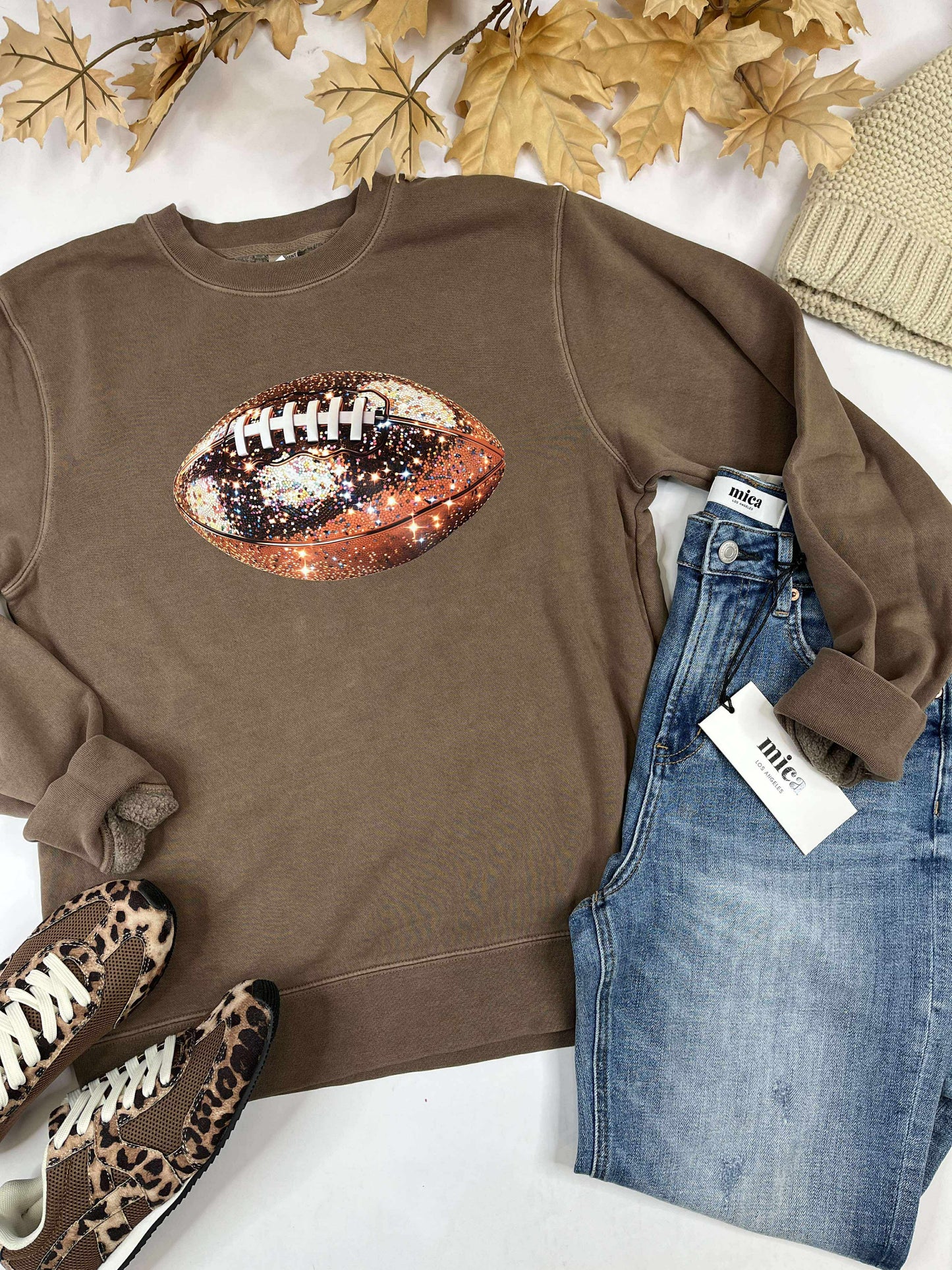 Sparkle Football Pigment Dyed Graphic Sweatshirt
