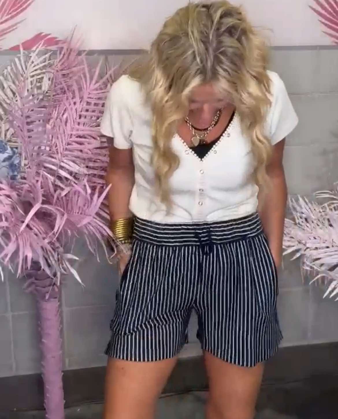 Luxe Stripe Pull On Shorts | Umgee