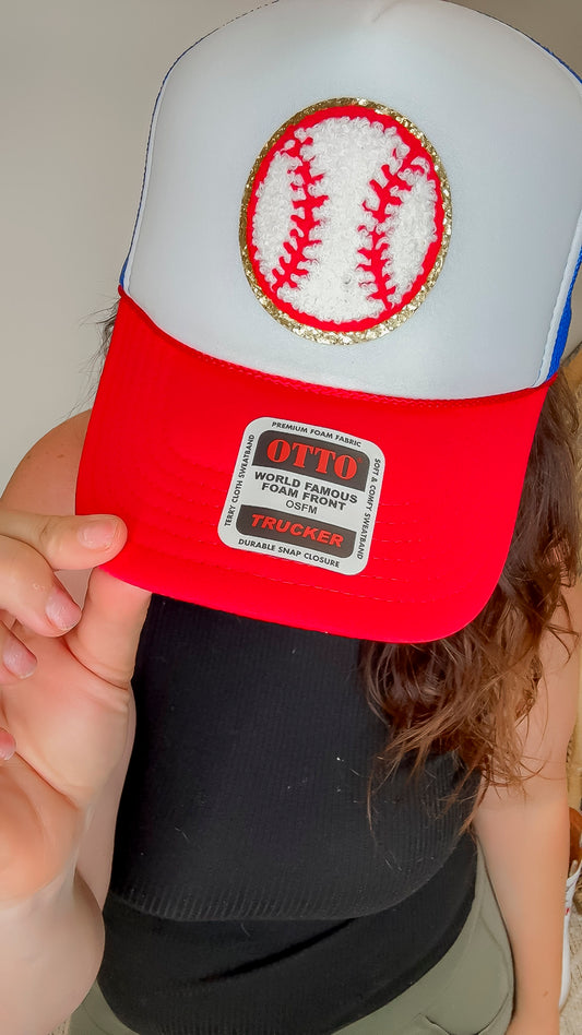 Sara's Custom All American Baseball Trucker Hat