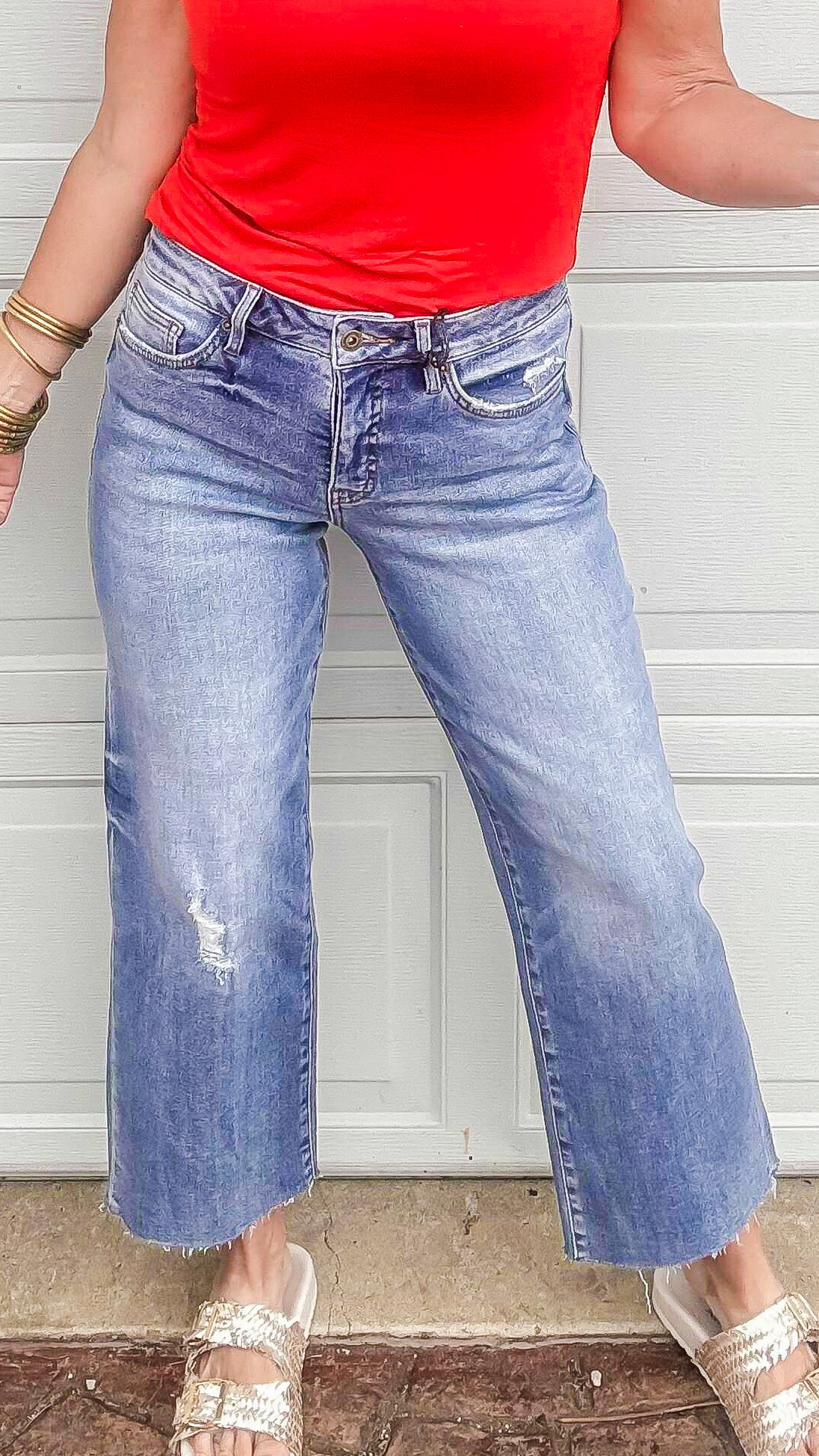 Mid Rise Tummy Control Wide Leg Denim Jean | MICA