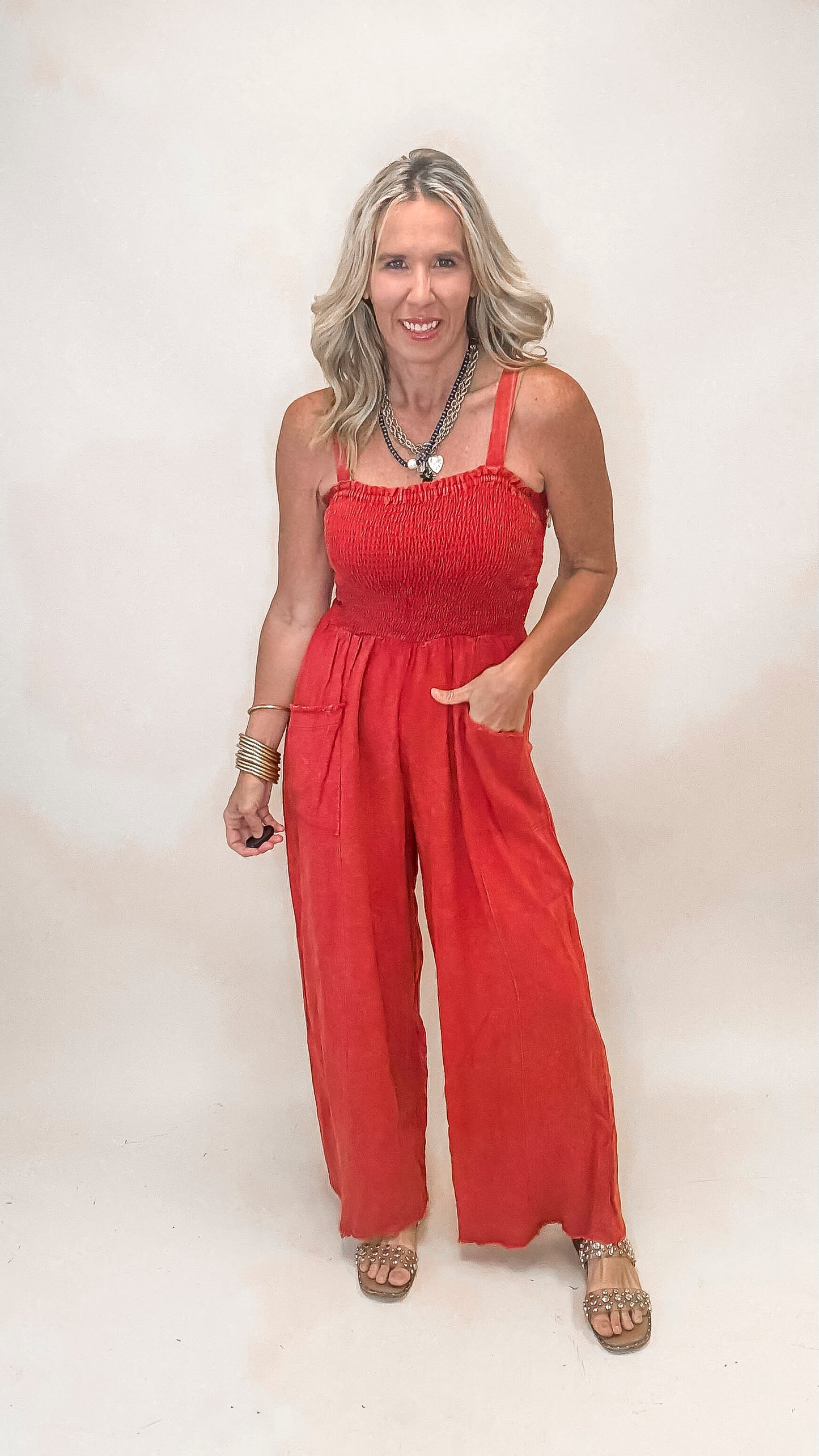 Linen Mineral Wash Jumpsuit
