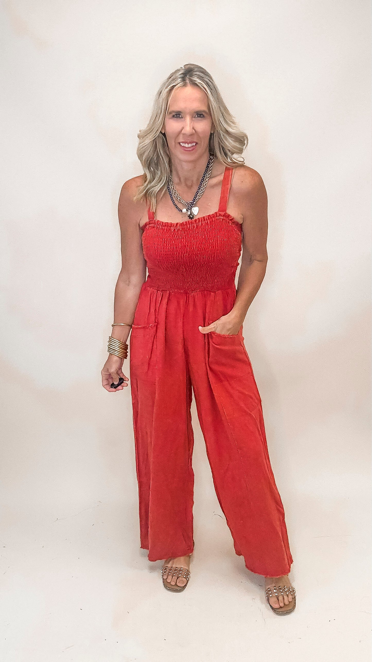 Linen Mineral Wash Jumpsuit