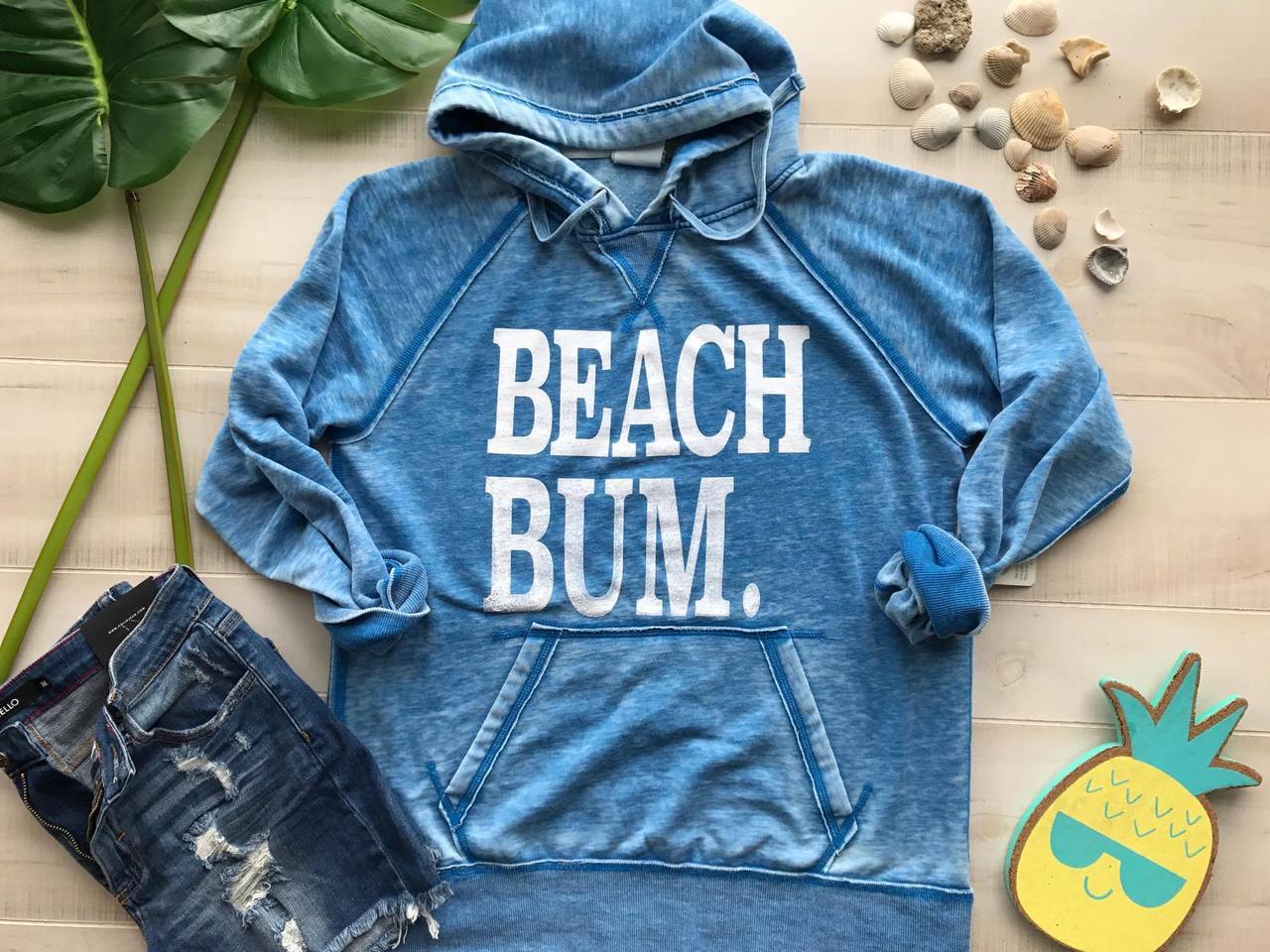 Beach Bum Hoodie - Vintage Royal - BAD HABIT BOUTIQUE