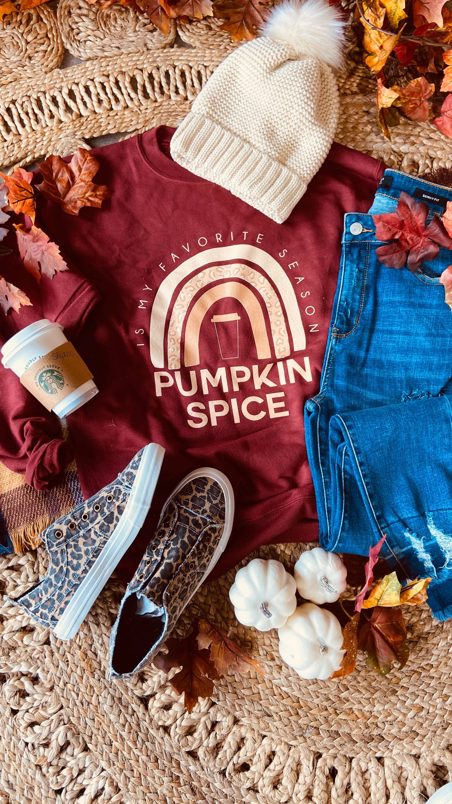 Taste the Pumpkin Spice Rainbow Sweatshirt - Garnet, CLOTHING, BAD HABIT APPAREL, BAD HABIT BOUTIQUE