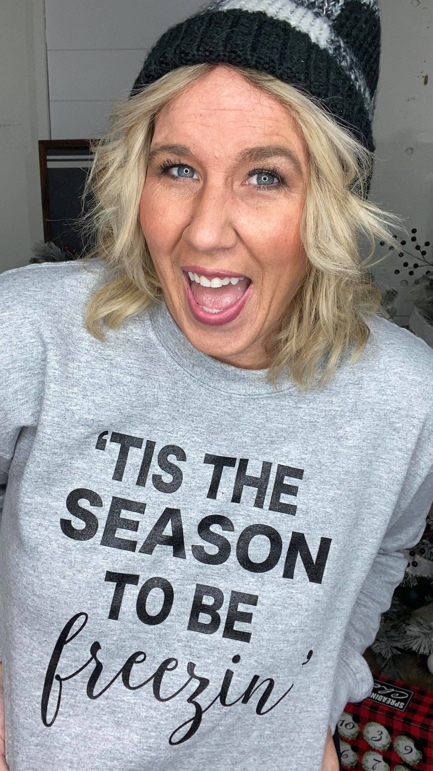 30 DAYS 30 DEALS: DAY 6 Tis the Season to be FREEZIN' Sweatshirt -Heather Gray, CLOTHING, BAD HABIT APPAREL, BAD HABIT BOUTIQUE