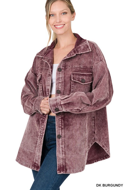 PREMIUM VINTAGE WASHED OVERSIZED CORDUOY SHACKET | ZENANA - LA PREORDER (1111))