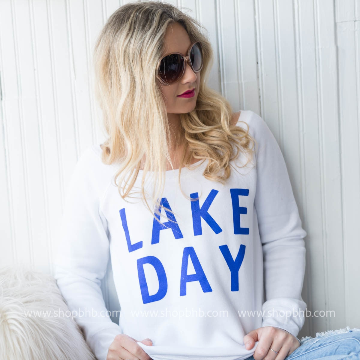 Lake Day Fleece Slouchy - White - BAD HABIT BOUTIQUE