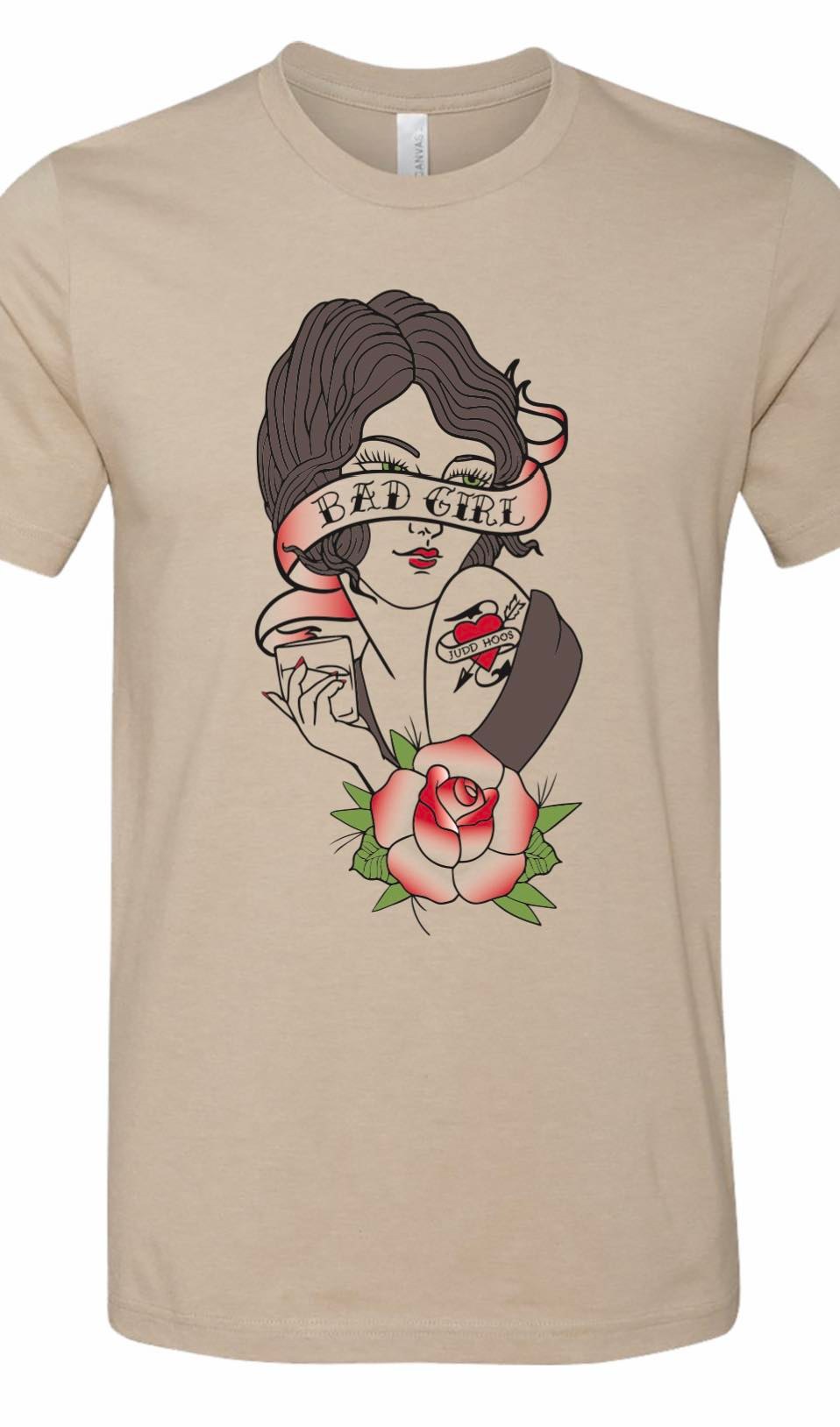 Bad Girl Unisex Tee by the Judd Hoos on American's Song Contest NBC | Tan*