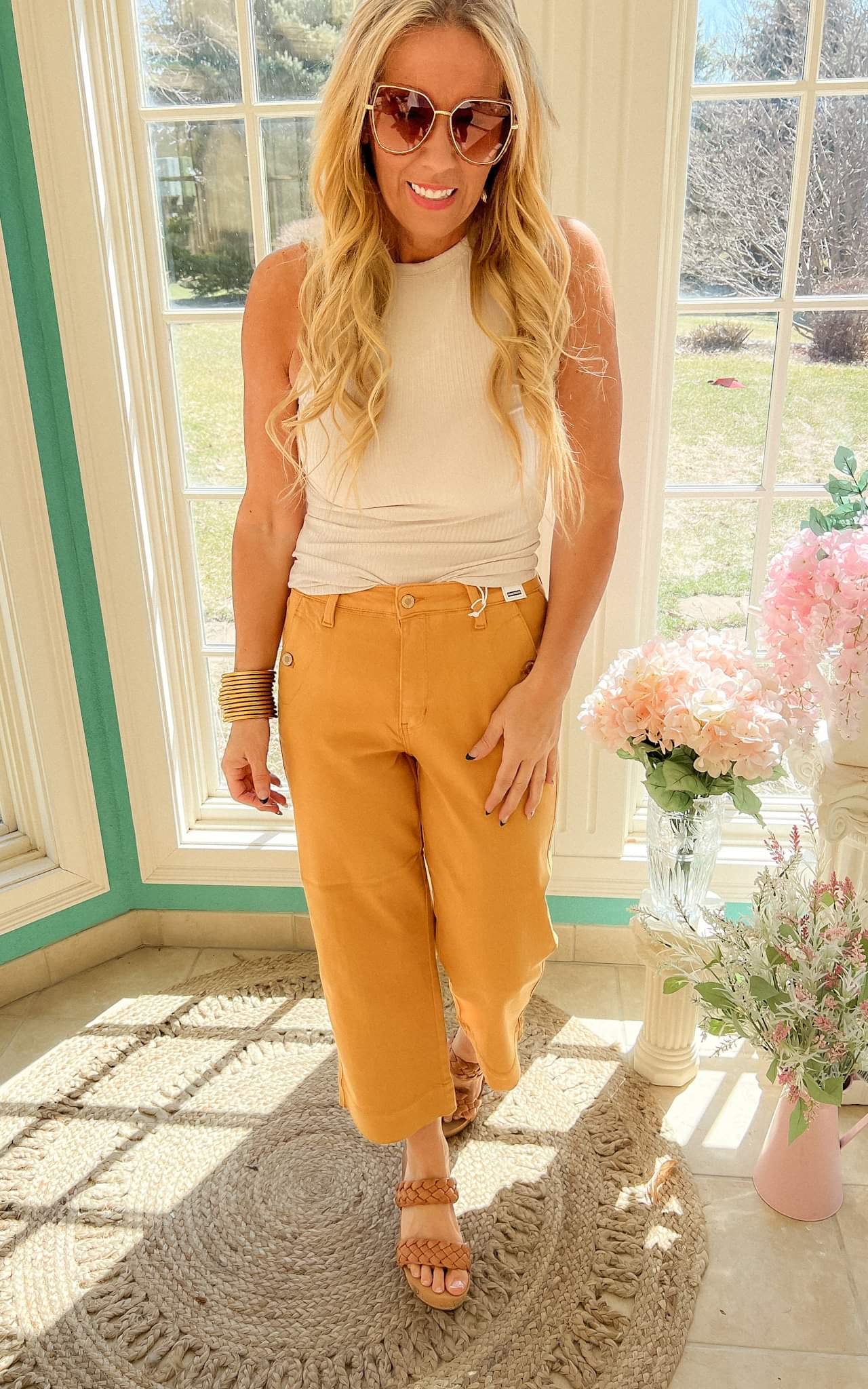 Judy Blue Mustard Wide Leg Cropped Denim | FINAL SALE