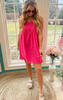 Swiss Dot Babydoll Dress hot pink