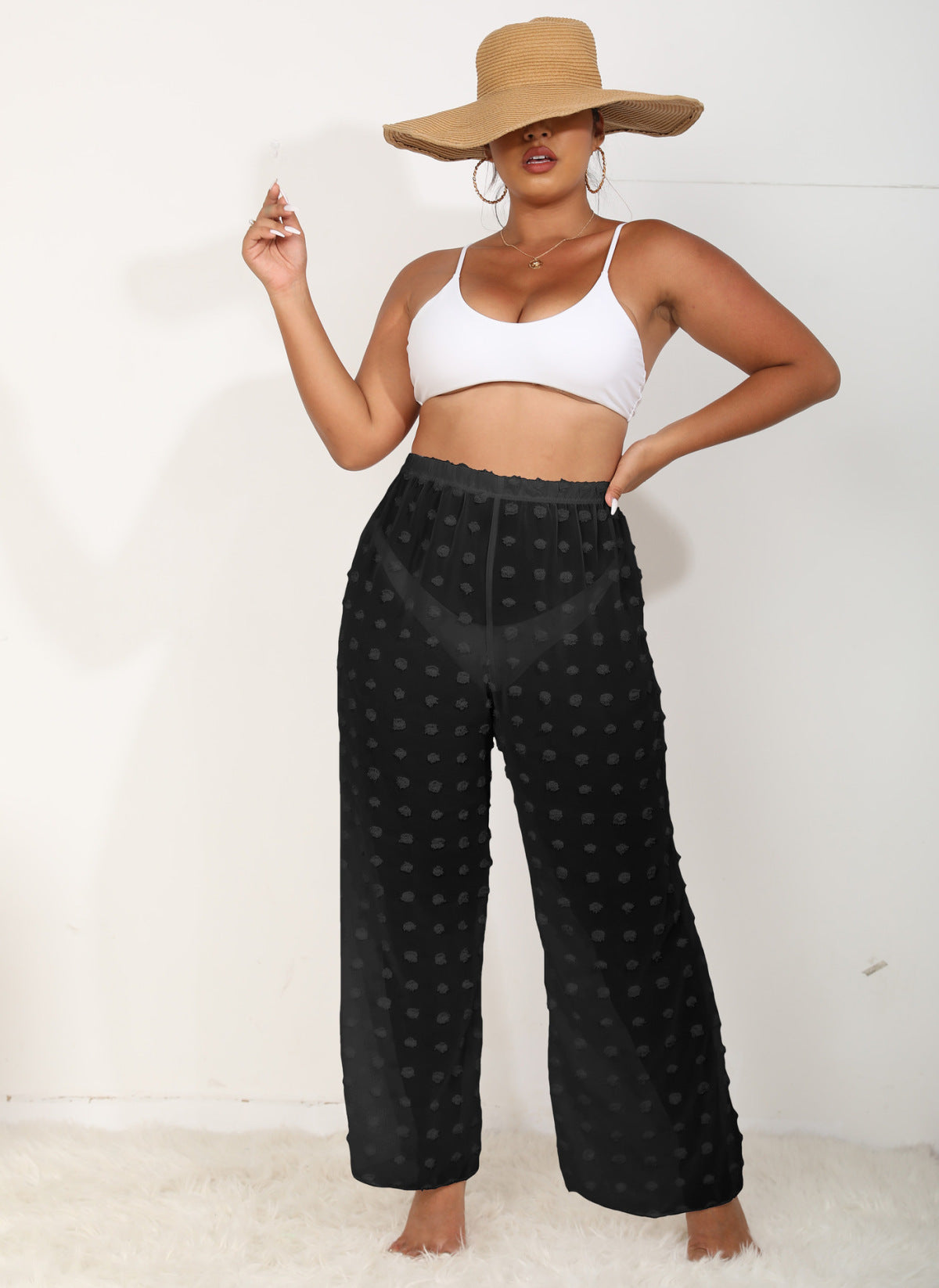 Black swim cover pants