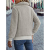 Cowl Neck Solid Color Rib Textured Sweatshirt