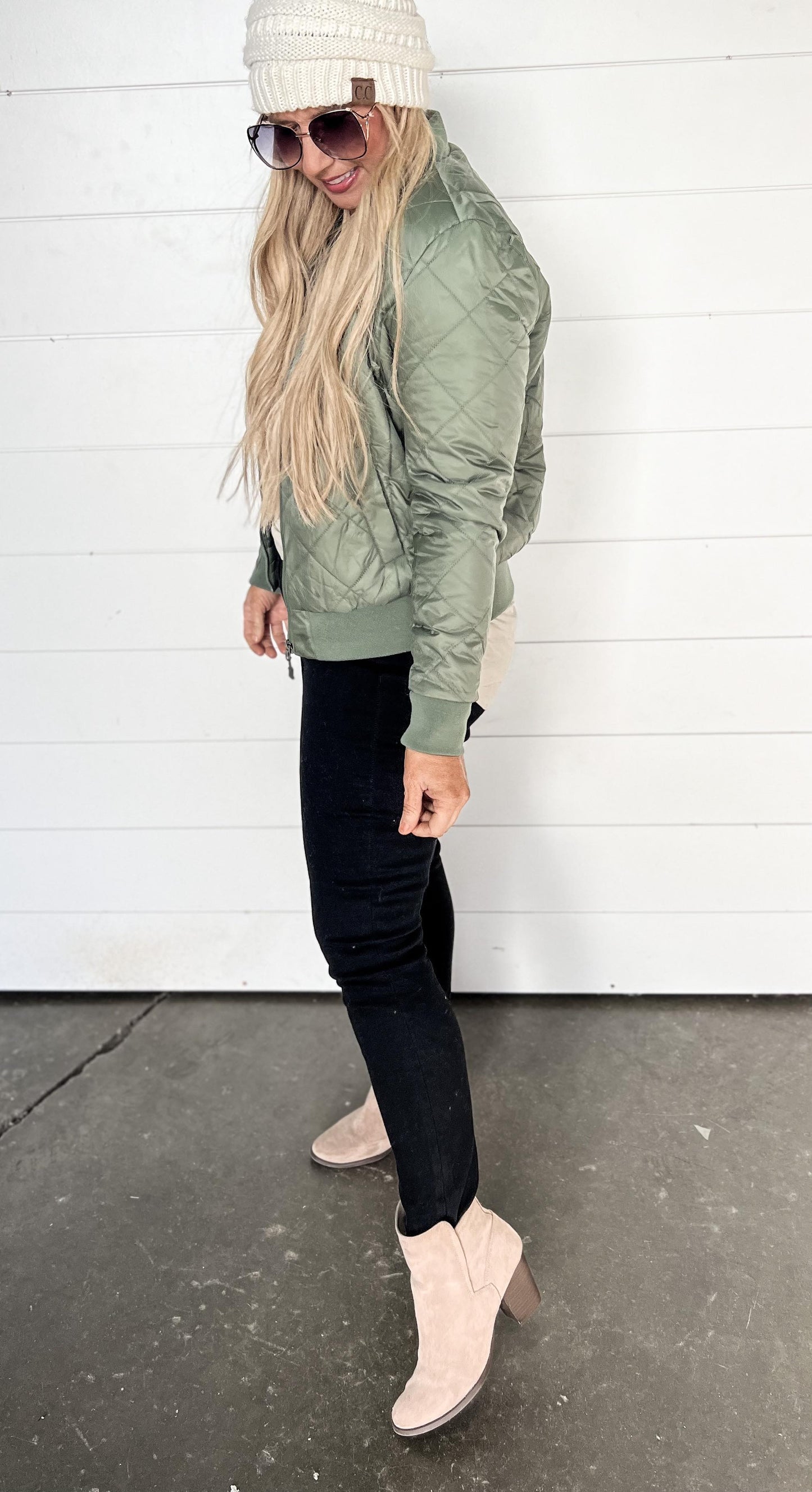 olive bomber jacket