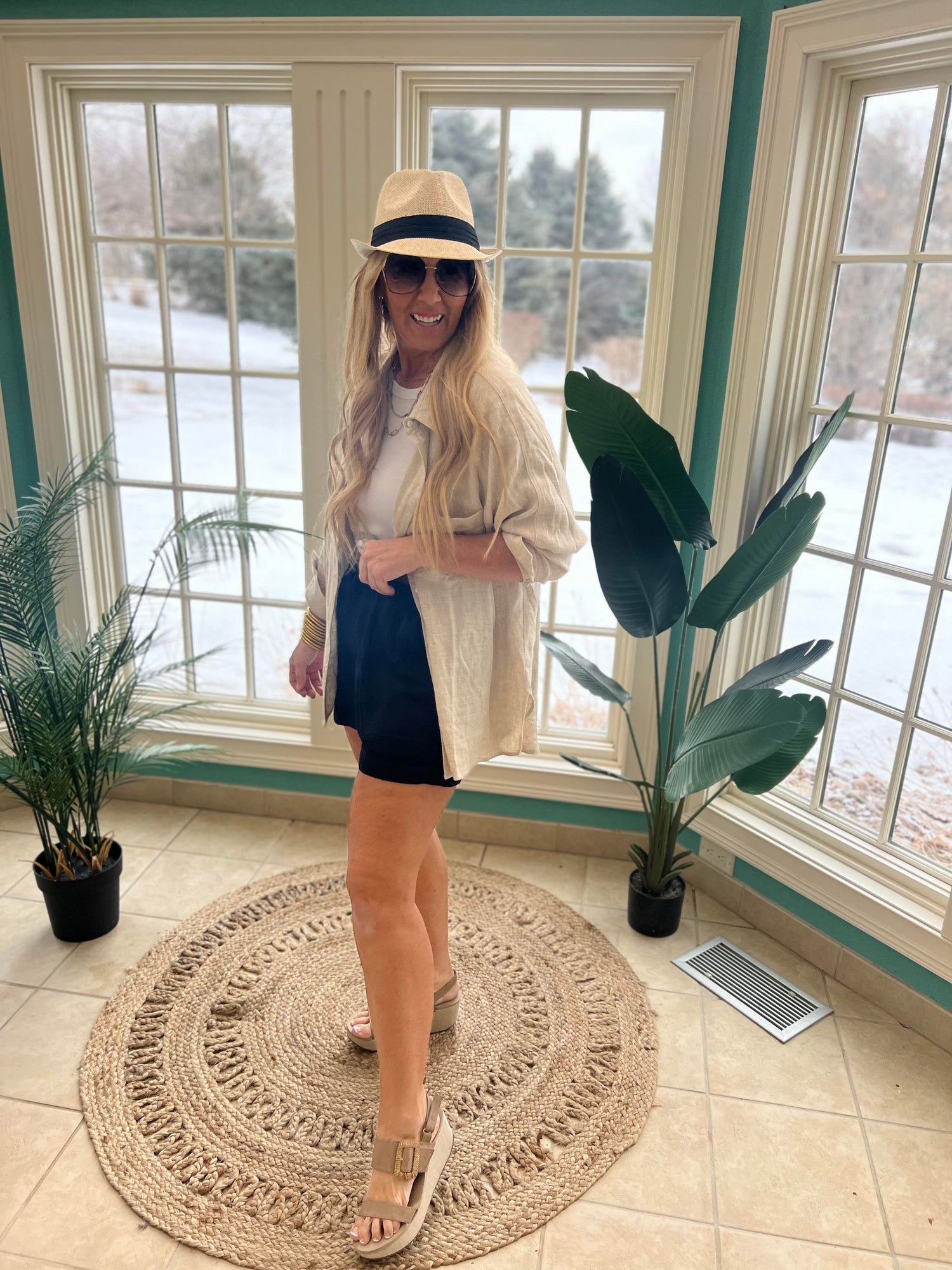 LINEN BUTTON DOWN TOP
