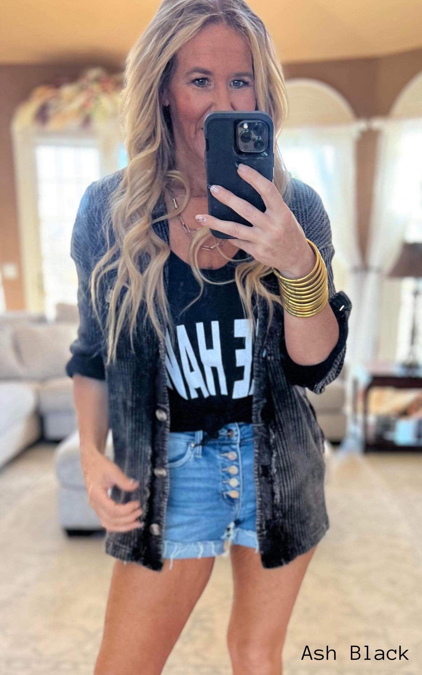 ash black summer shacket