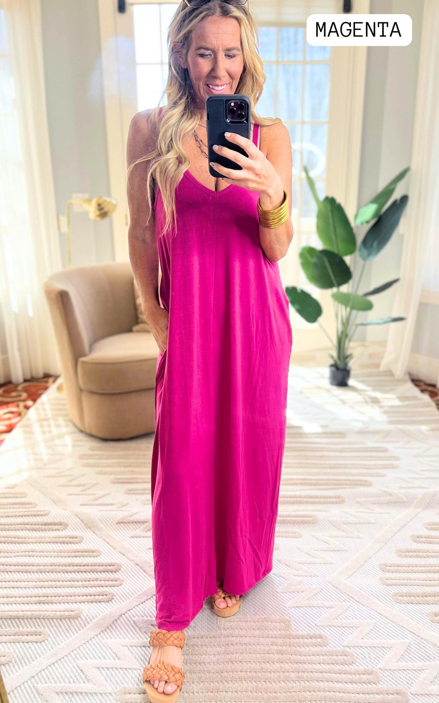 magenta maxi dress