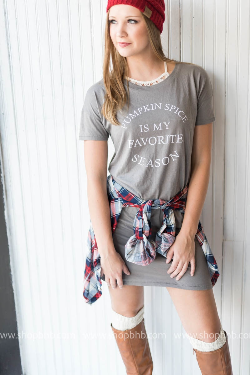 Pumpkin Spice is My Favorite Season Tshirt Dress - BAD HABIT BOUTIQUE