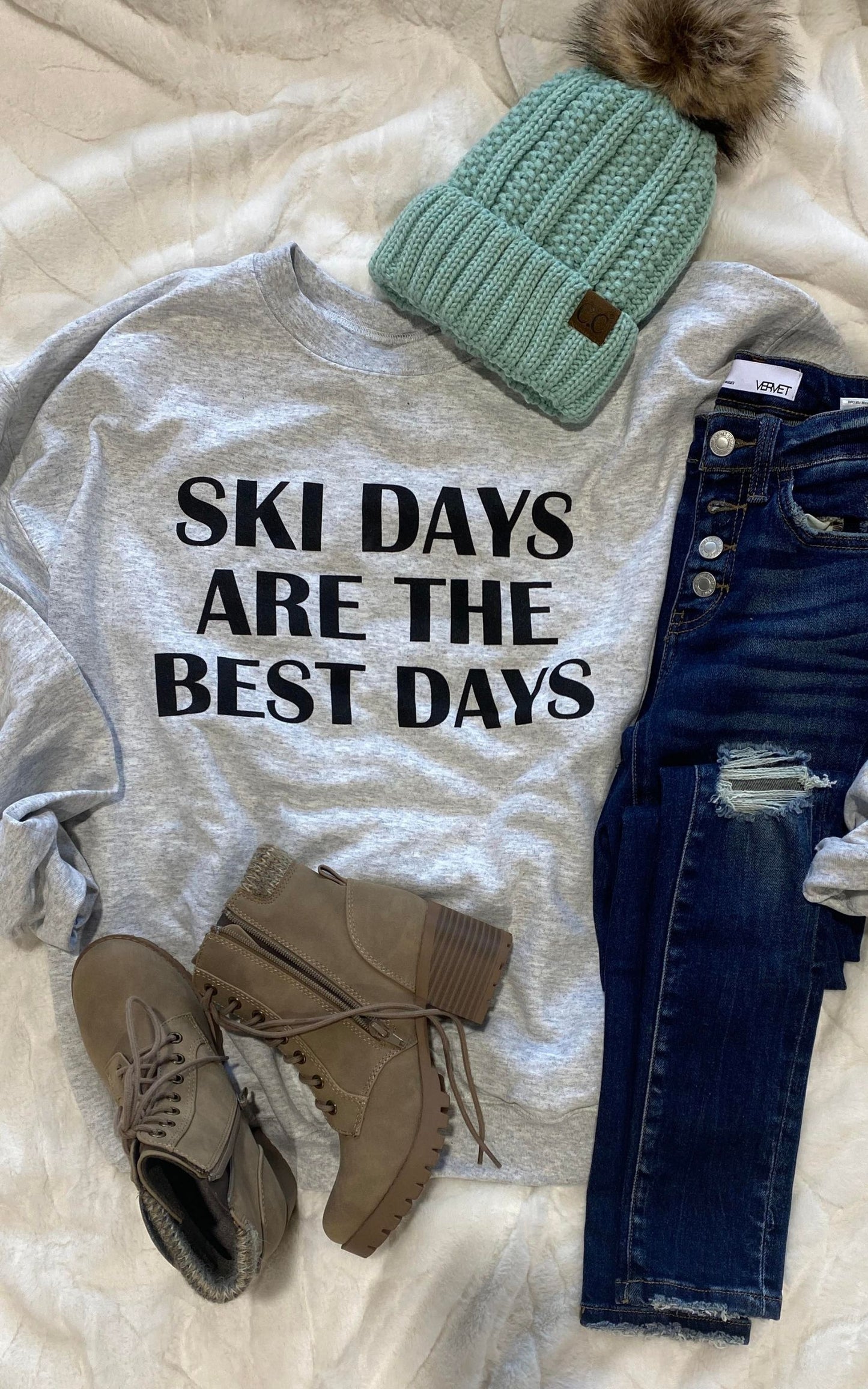 ski days are the best days crewneck sweatshirt