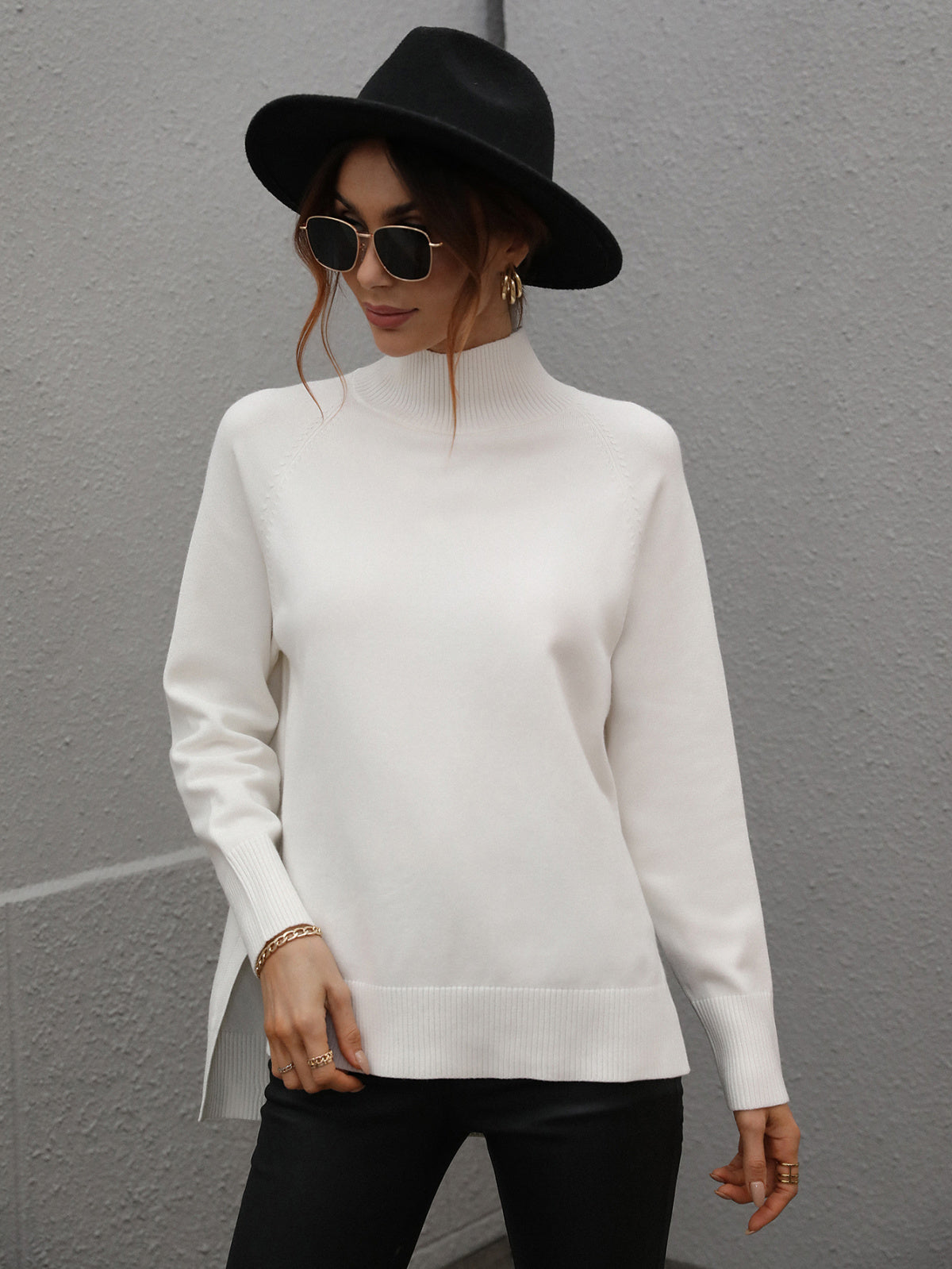 white sweater