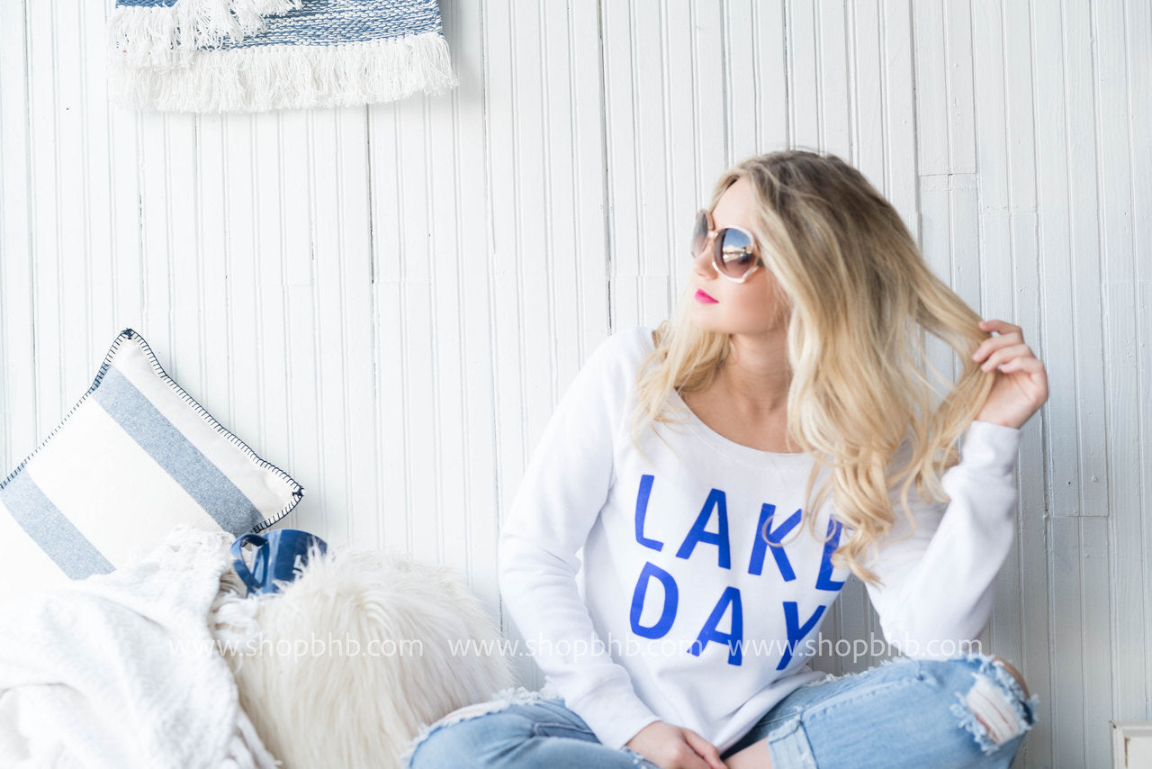 Lake Day Fleece Slouchy - White - BAD HABIT BOUTIQUE