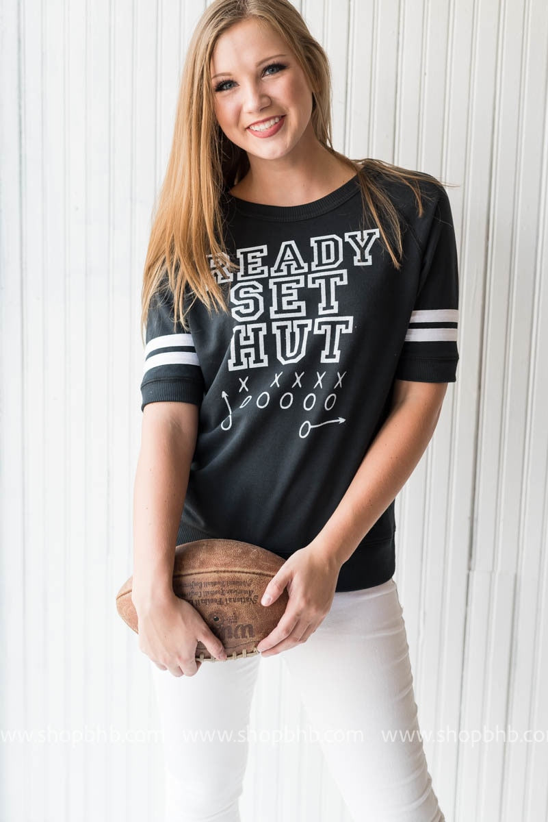 Ready Set Hut Sweatshirt - Black - BAD HABIT BOUTIQUE