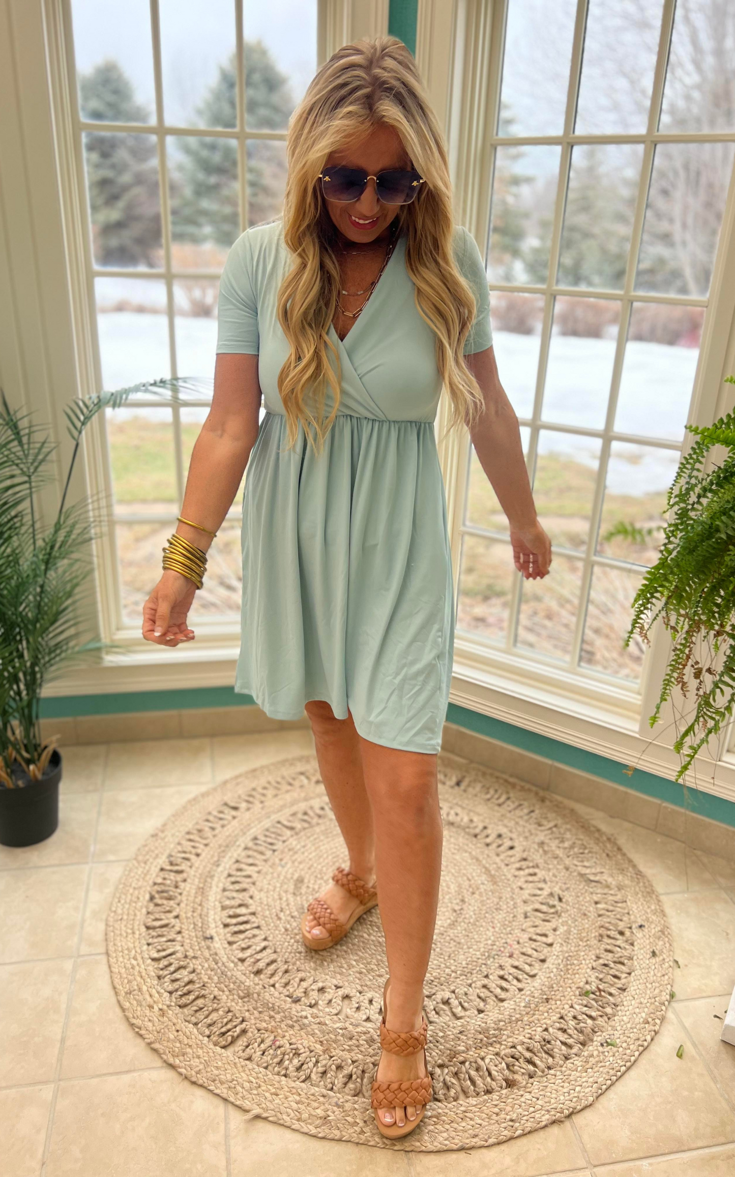 Mint Hillary Short Sleeve Dress