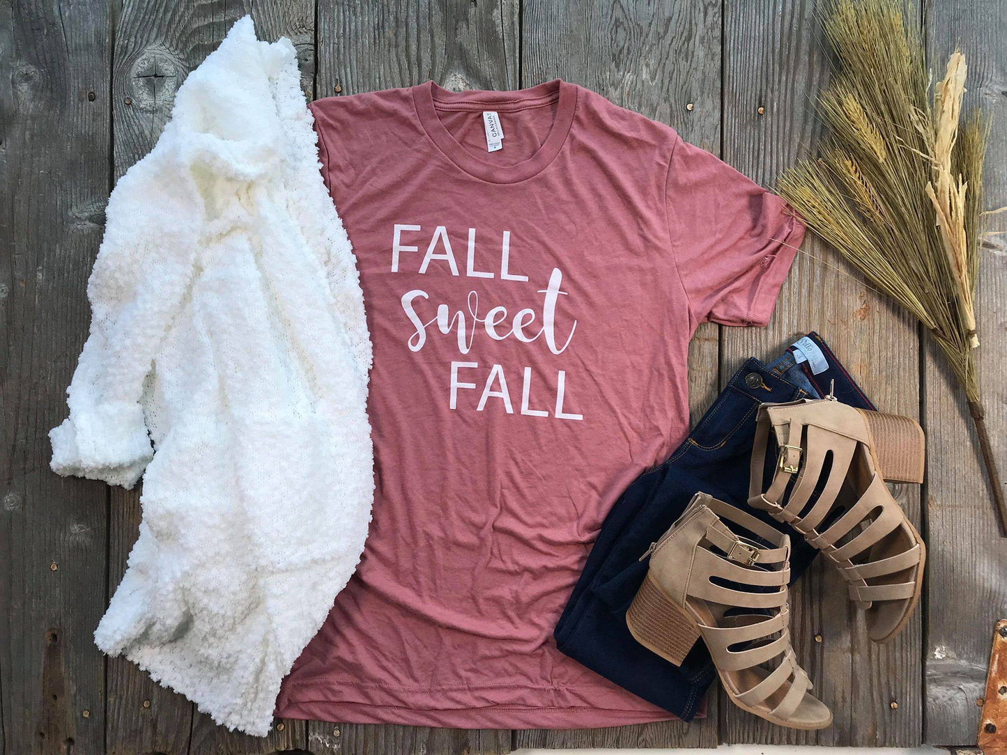 Fall Sweet Fall Tshirt - Mauve - BAD HABIT BOUTIQUE