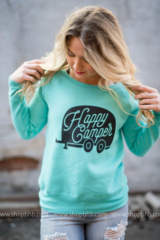 Happy Camper Slouchy Sweatshirt Fleece - BAD HABIT BOUTIQUE 