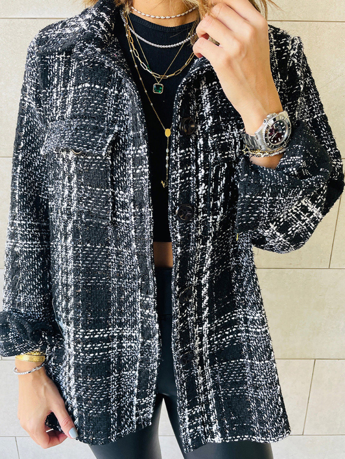 black plaid jacket