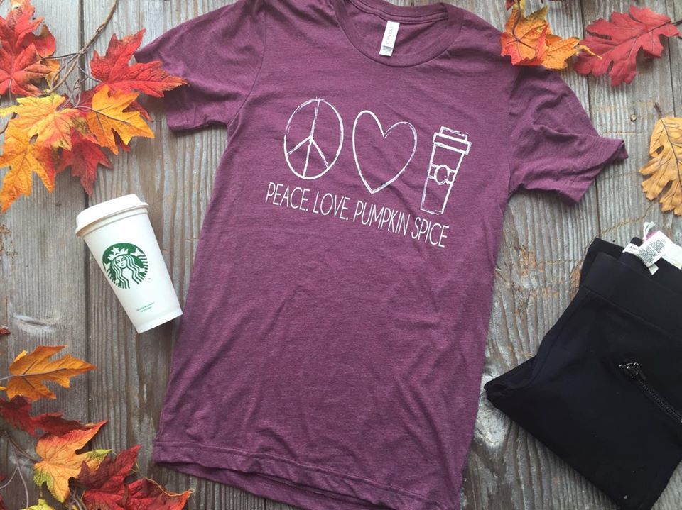Peace, Love, Pumpkin Spice T-shirt - BAD HABIT BOUTIQUE