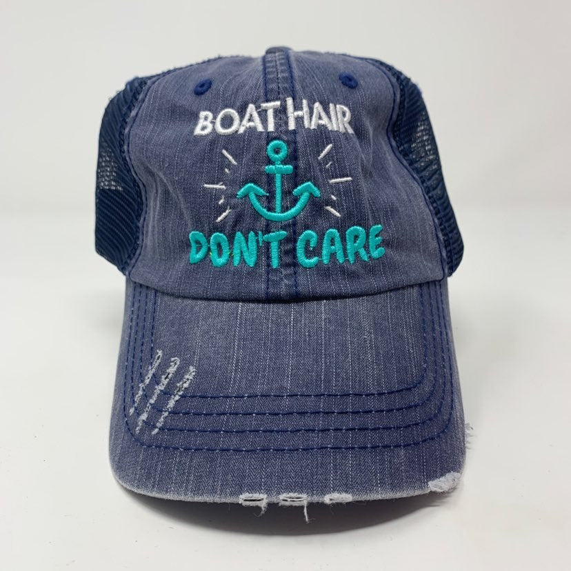 Boat Hair Don't Care Navy Trucker Hat, ACCESSORIES, BAD HABIT APPAREL, BAD HABIT BOUTIQUE