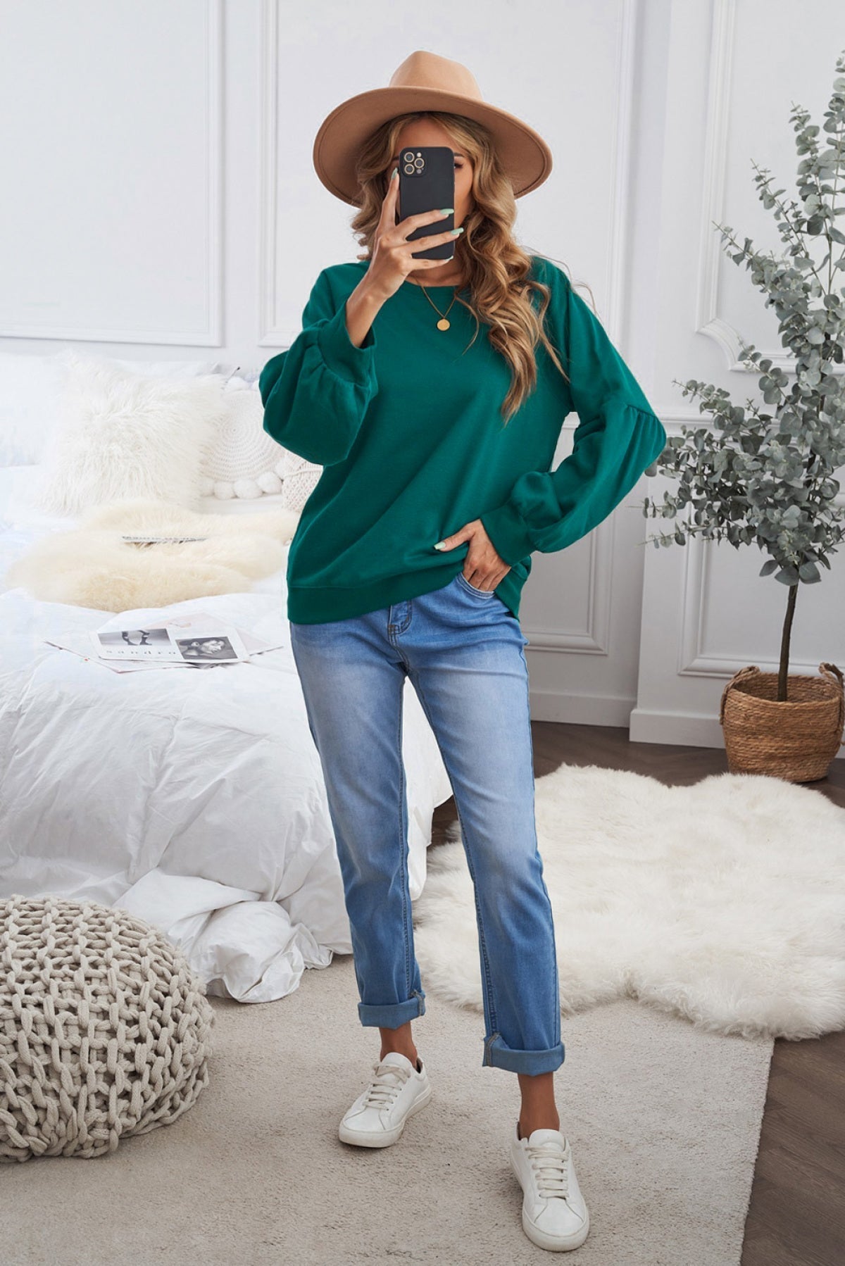 green pullover sweatshirt