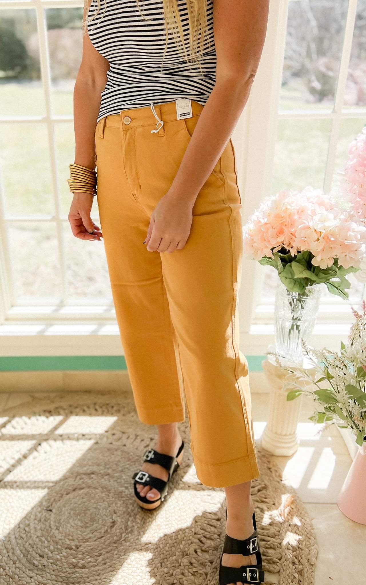 Judy Blue Mustard Wide Leg Cropped Denim | FINAL SALE
