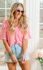 dark pink waffle top