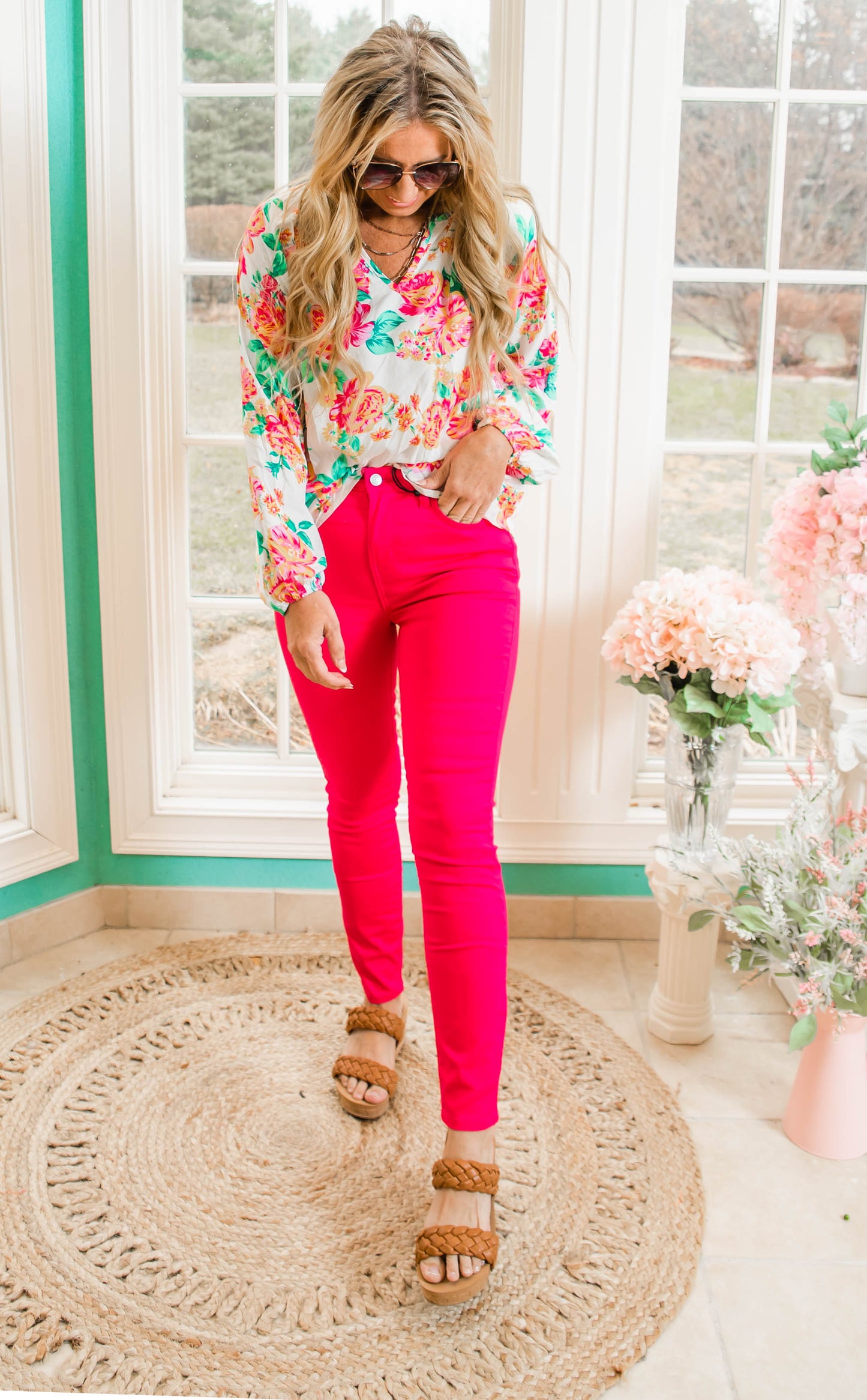 fuchsia skinny pants