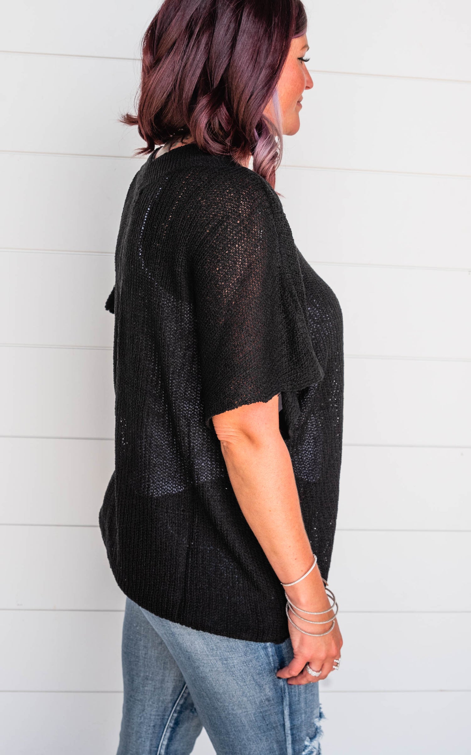 black sweater