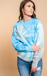blue swirl tie dye sweater for women 