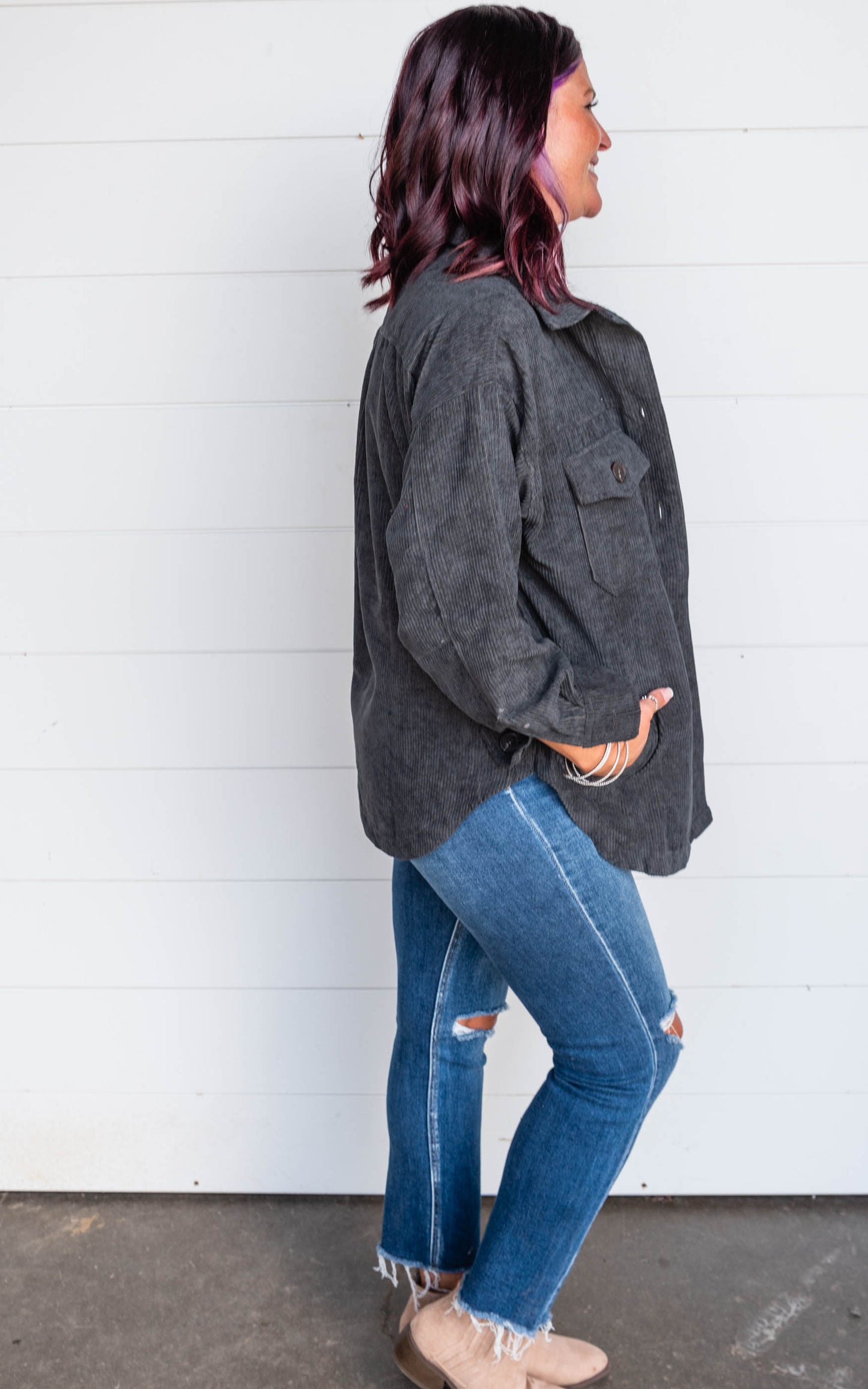 charcoal corduroy top