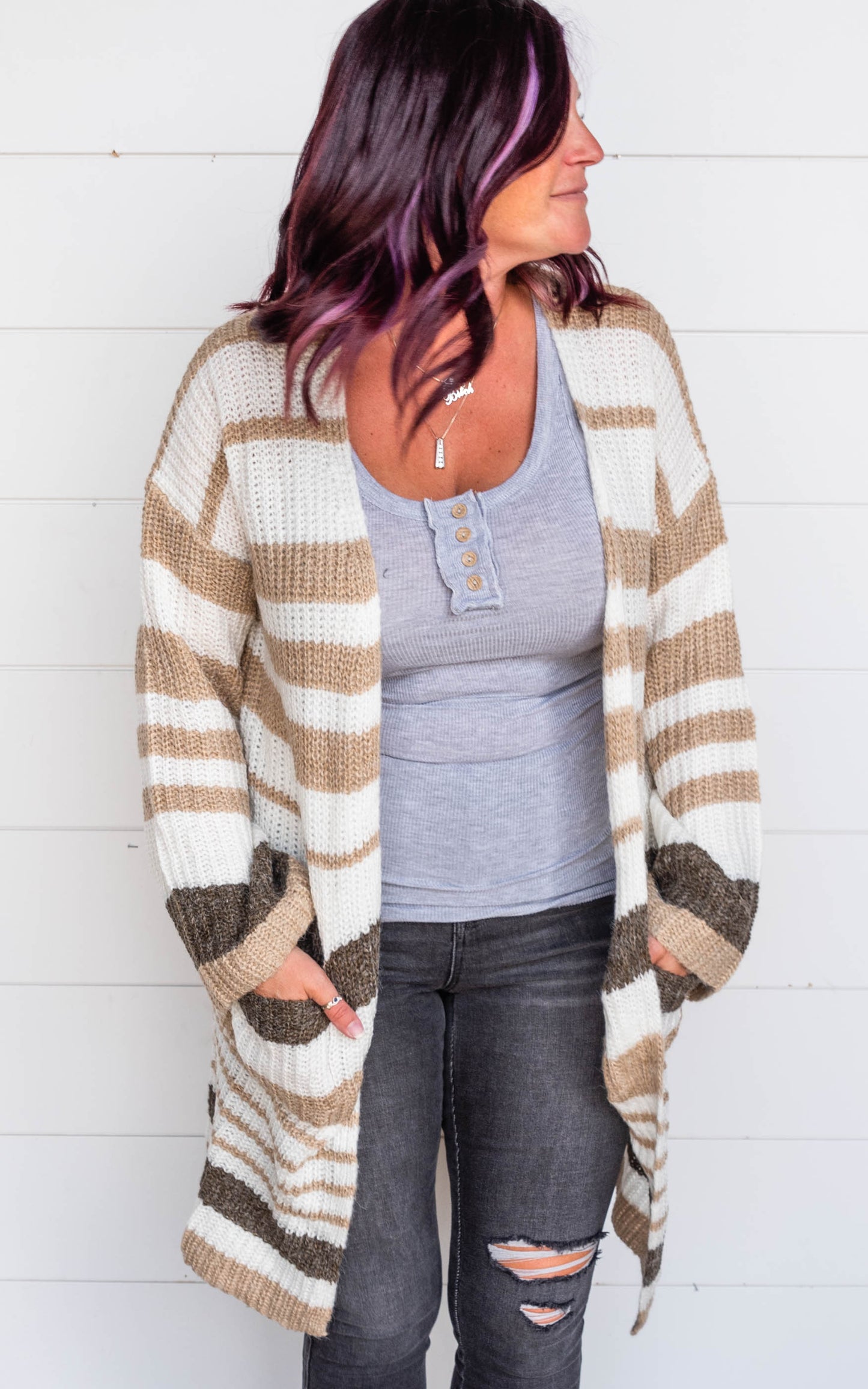 mocha knit cardigan