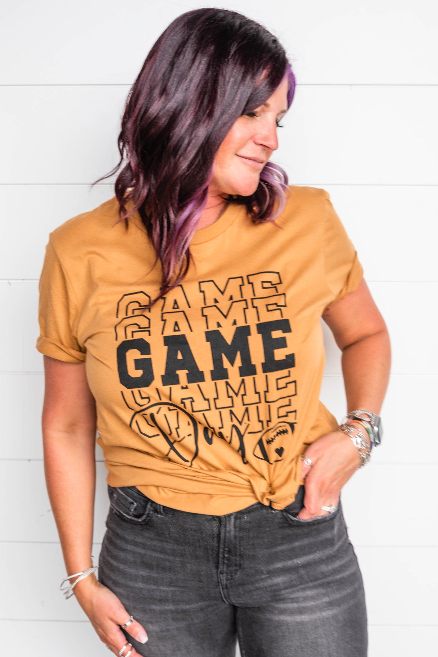 mustard game day t-shirt
