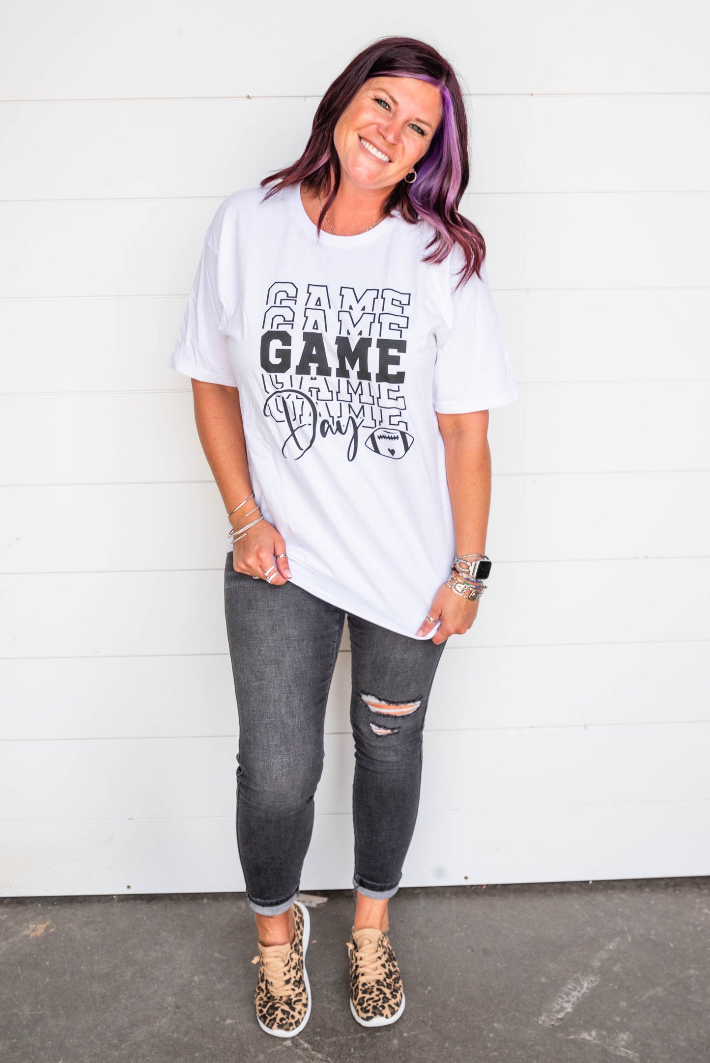 white game day t-shirt