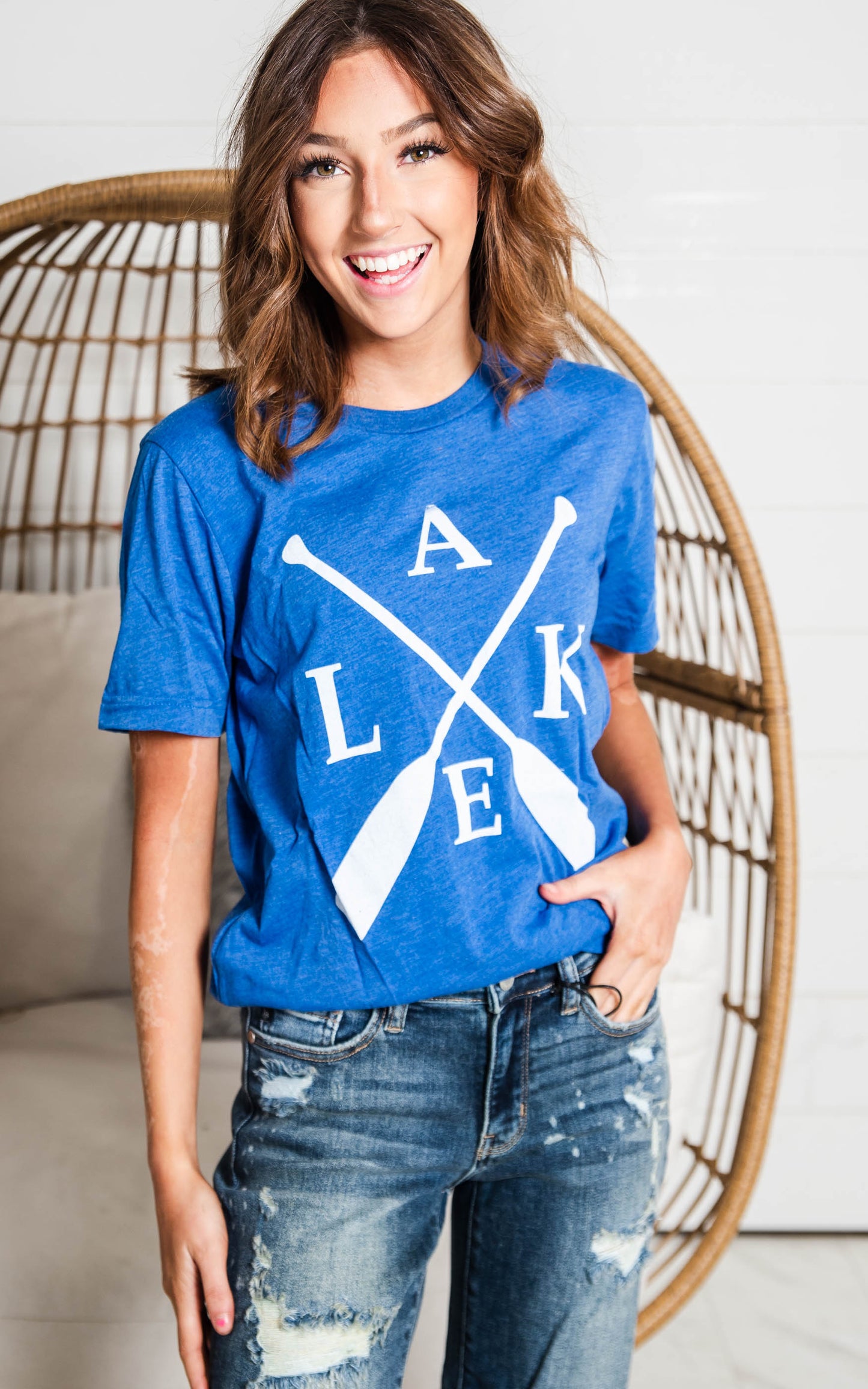 lake paddle blue t-shirt