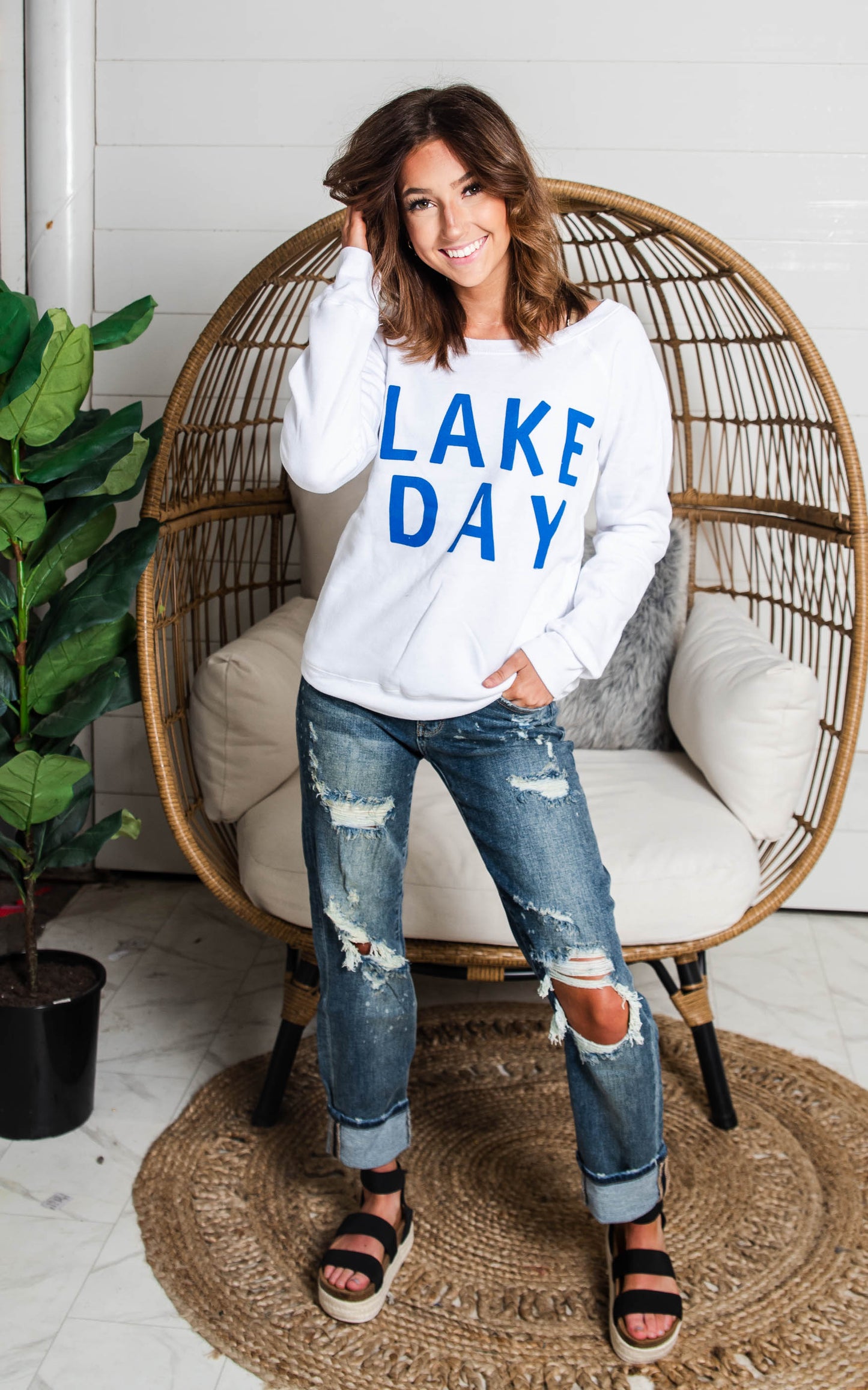 white lake day slouchy sweater