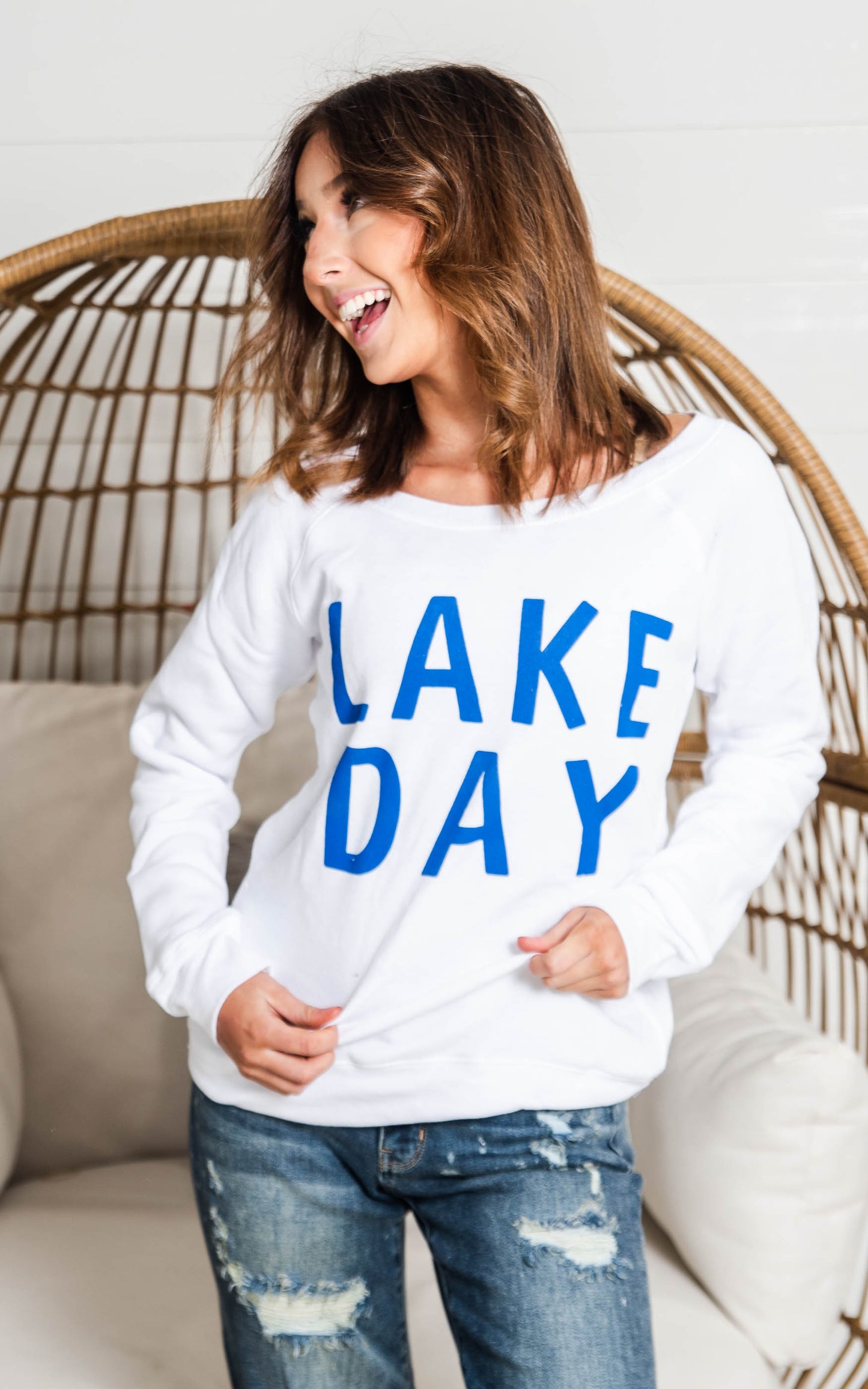 lake day slouchy sweater