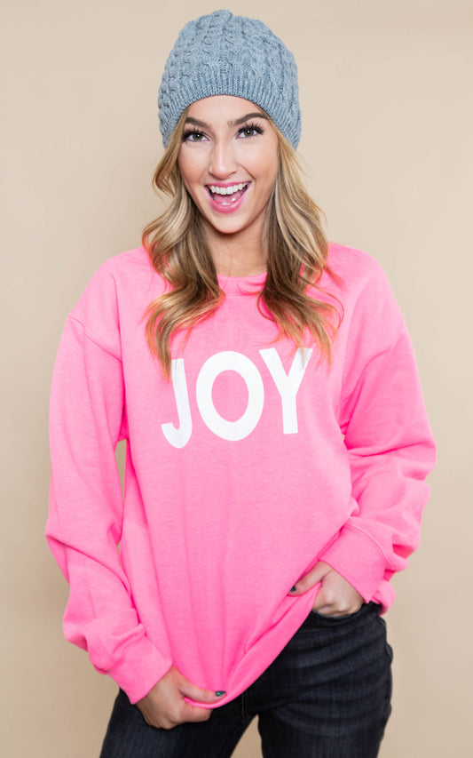 30 DAYS 30 DEALS:  JOY Sweatshirt -Hot Pink, CLOTHING, BAD HABIT APPAREL, BAD HABIT BOUTIQUE