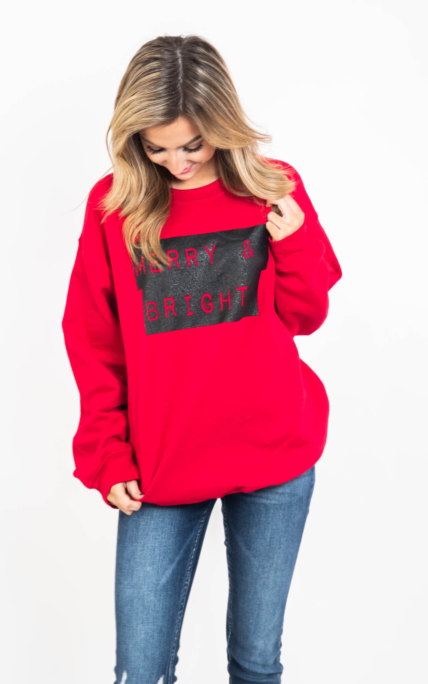 30 Days 30 Deals- Merry & Bright Sweatshirt, CLOTHING, BAD HABIT APPAREL, BAD HABIT BOUTIQUE