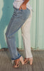frayed edge high rise denim